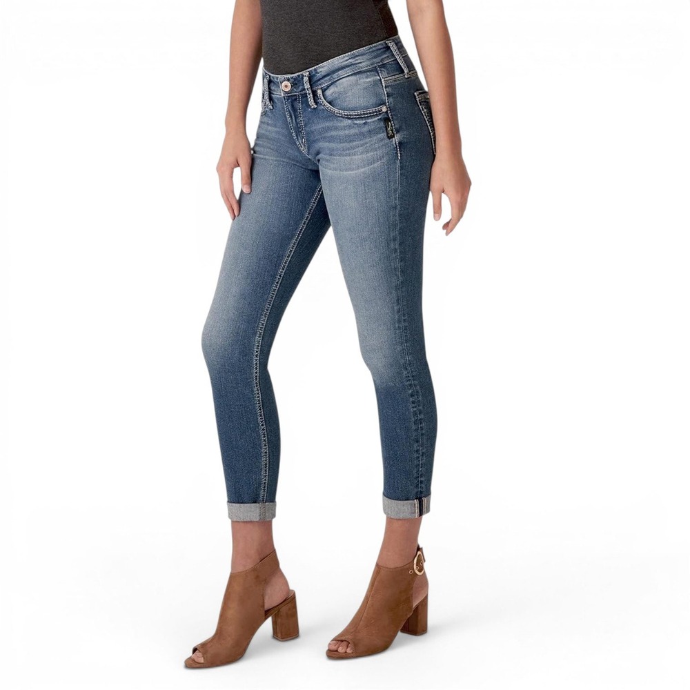 Silver Jeans Co Boyfriend Jeans Womens W32 L29 Blue Medium Wash Power Stretch